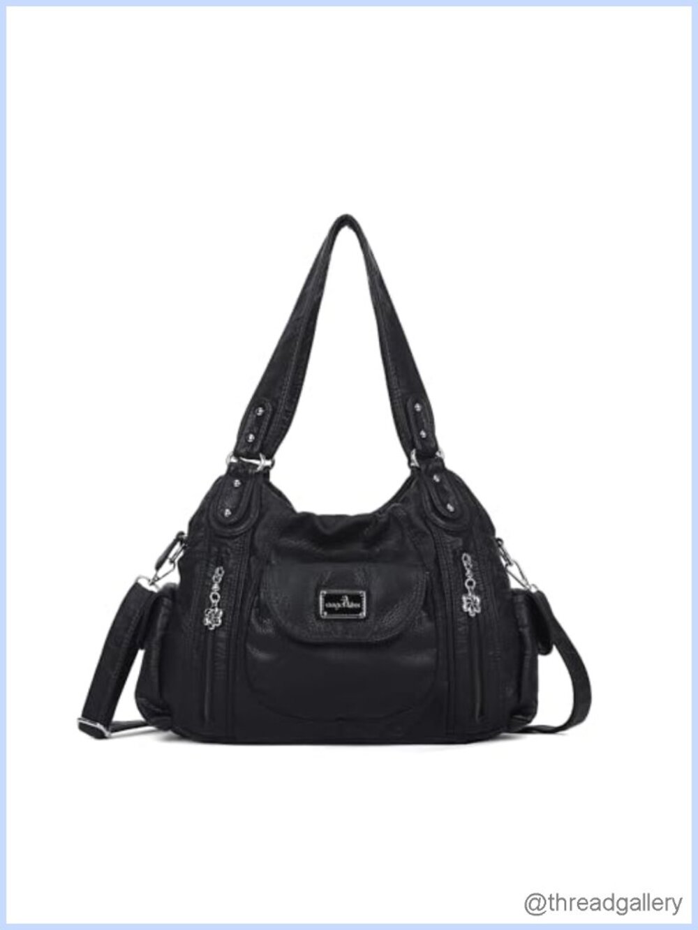 Washed PU Leather Hobo Shoulder Bag Satchel Tote Crossbody Purse
